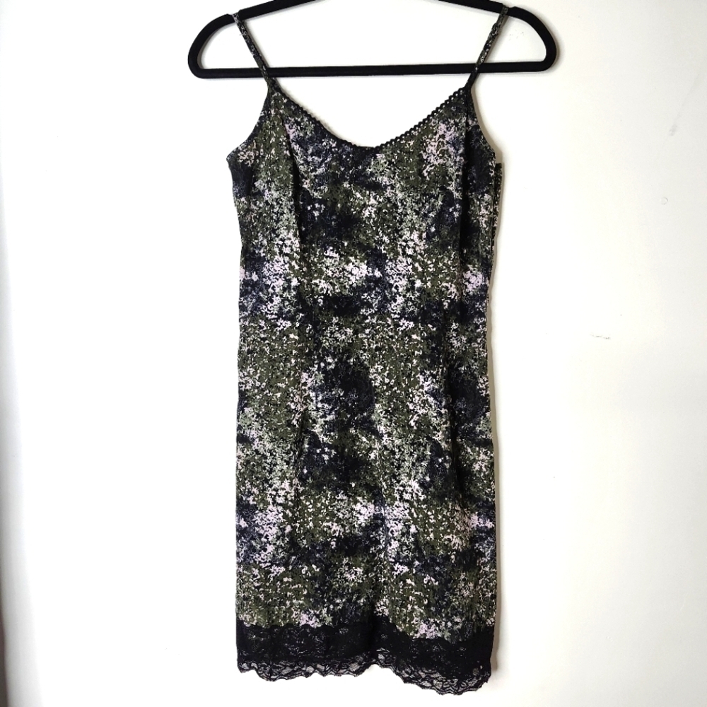 SMARTSET BLACK KHAKI BLUSH PINK MINI DRESS W/ BOTTOM LACE TRIM SIZE 2